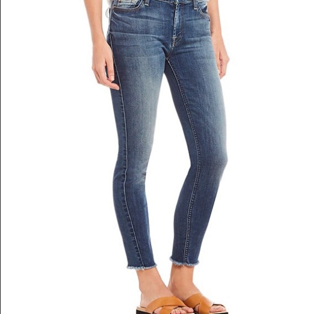 Gap mid waisted distressed ankle hem skinny jeans
